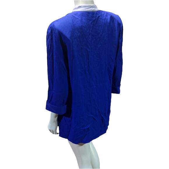 Perceptions by Irene B. Vintage 90s Oversized Blue Blazer Blouse - Size 8 - Picture 3 of 13